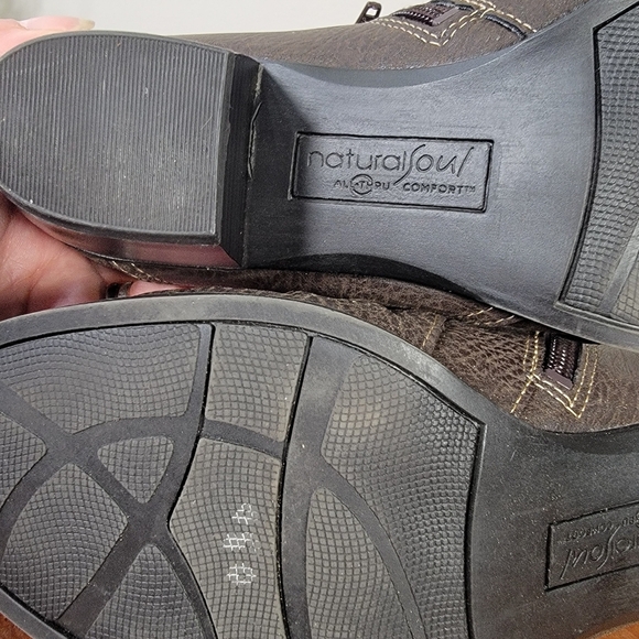 Natural Soul Brown Booties Size 8.5 Ankle Boots Vegan Leather Comfy - Picture 12 of 16